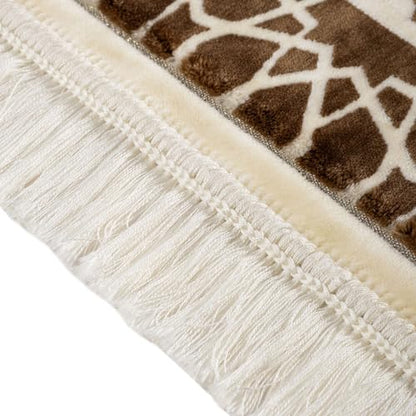 Modefa Turkish Islamic Prayer Mat - Velvet Janamaz - Intricate Praying Rug Ramadan Eid Gift - Traditional Muslim Seccade for Men Women - Saray (Mocha) - color: Mocha