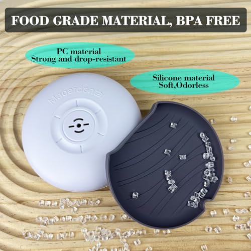 2 Pack Retainer Case with Vent Hole, Compatible with Invisalign | Portable Slim Travel Aligner Case,Secure Magnetic Closure-Food Grade Silicone Pad(White Gray) - color: White Gray