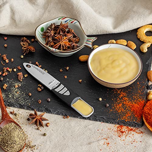 KitchenArt Stainless Steel Pro Sliding Adjust-A-Tablespoon and Teaspoon Set | All In One Measuring Spoons | Declutter Your Kitchen | Measuring Spoon Set | Baking & Cooking Essentials | Easy to Use Spoons - size: Tablespoon and Teaspoon