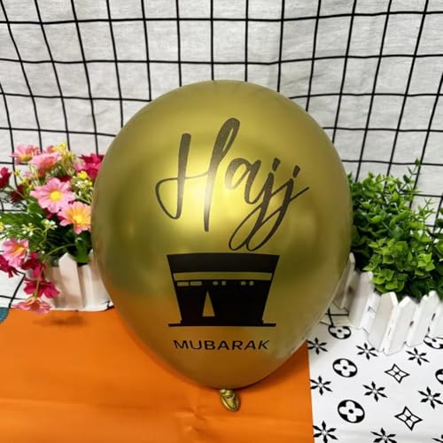 20pcs Umrah Mubarak Balloon Set Gold Black Islamic Party Supplies Ramadan Decorations for Ramadan Muslim Eid Umrah Mubarak Graduation Decorations Hajj Blessing Ceremony