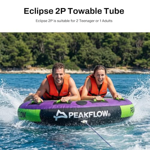 PEAKFLOW Towable Tube,Boat Tube,1-3 Person,Tubes for Boating,PVC Liner and Full Nylon Cover,Lake & Ocean Fun - size: 1-2 Rider Eclipse