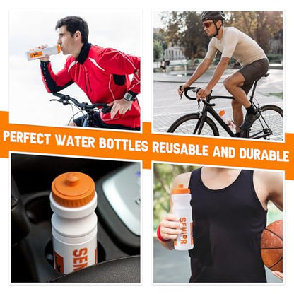 Talltalk 6 Pcs Basketball Water Bottles Bulk 25 oz Reusable Squeeze Sports Bottles Portable Leak Proof Plastic Juice Bottle for Summer Sport Themed Party Favors Birthday Team Senior Night Gifts