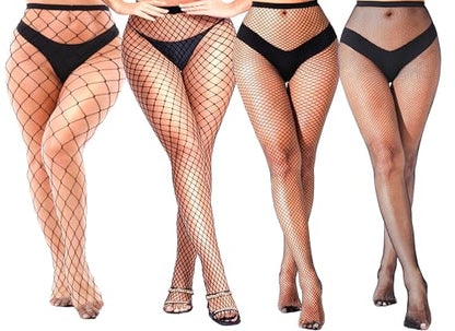 lmotpe Plus Size Fishnet Tights Stockings Women's High Waist Stockings for Women - color: Black Lms Es Mesh 4