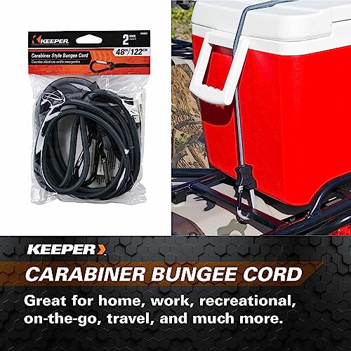 Keeper - 48” Carabiner Bungee Cord,UV and Weather-Resistant, 2 Count (Pack of 6) - size: 48" (Pack of 6)
