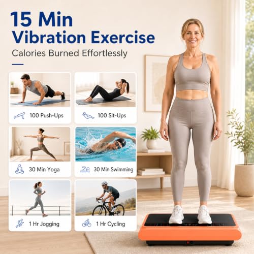 Natini Vibration Plate Exercise Machine - Power Vibrating Plate for Lymphatic Drainage,Whole Body Workout Machine for Women Weight Loss Home Fitness, - style: BT-Orange