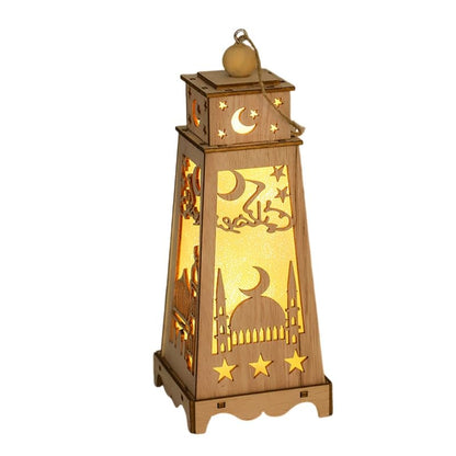 Eforcase Ramadan Lantern Hanging Decorations Wood Table Lamp Ramadan Kareem Tabletop Moon Palace Night Lights Ramadan Decorations Eid Mubarak Ornaments Tabletop Centerpiece Decor Decorative Lamp