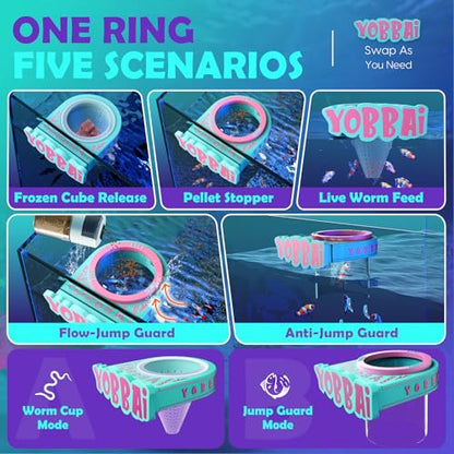 Yobbai Magnetic Fish Feeding Ring – Strong Magnet Feeder for Betta Goldfish Shrimp, Stops Waste, Anti Jump, Works with Floating Pellets Frozen & Live Worms