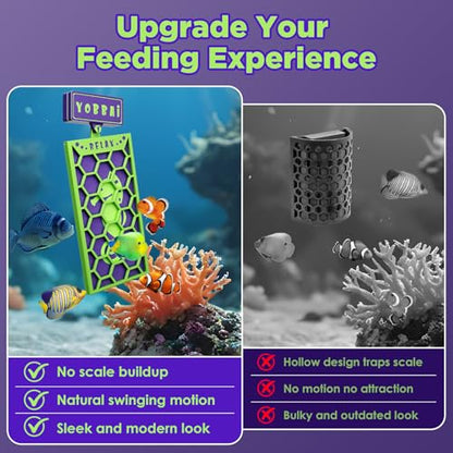YOBBAI Magnetic Seaweed Feeder, Swinging Motion Nori Feeder, Seaweed Clip for Tangs Angels Freshwater and Shrimp Tanks (Green & Purple) - color: GREEN & PURPLE