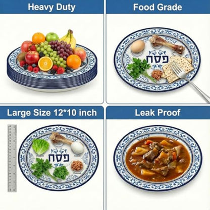 Dereinwo 50 Pcs Passover Seder Oval Plates and Napkins Disposable Paper Plates and Napkins for Pesach and all Seder - style: Passover