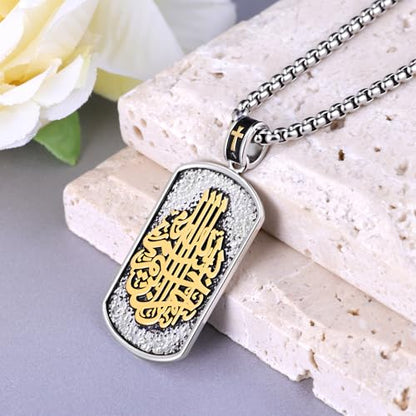 Western Catus/Knights Templar/St Michael/Santa Muerte/Praying Hand/Spartan/Virgin Mary/Tetragrammaton/Wrestlers/Allah Necklace Sterling Silver Dog Tag Necklace Christian Jewelry Gifts for Men - style: Allah