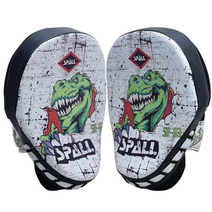 Curved Boxing Pads - Boxing Mitts and Punch Pads, Muay Thai MMA Focus Boxing Mitts Suitable for Boxing, Kickboxing, Karate, and Martial Arts - color: Dino-White