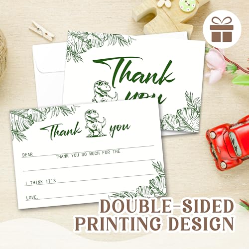 Kids Thank You Cards with Envelopes, Dinosaur Theme Fill in the Blank Thank You Notes for Kids, Toddler Stationery Set, Ideal for Birthday Party, Graduation & School Gag Gifts - B01 - color: Dinosaur Style