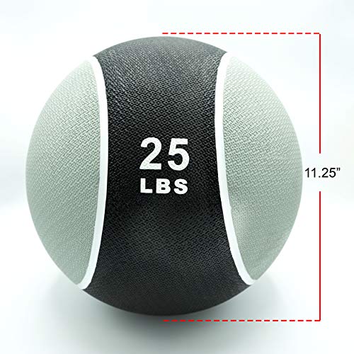 Valor Fitness 무게감 있는 의료용 볼 휴대용 고무 중간 볼 무게 코어 밸런스 복부 운동 장비 홈 체육관 운동 - color: 11.3kg(25파운드) 볼