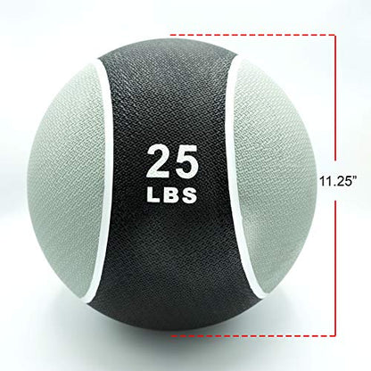 Valor Fitness 무게감 있는 의료용 볼 휴대용 고무 중간 볼 무게 코어 밸런스 복부 운동 장비 홈 체육관 운동 - color: 11.3kg(25파운드) 볼