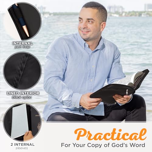 Christian Art Gifts Men/Women's Bible Cover Jesus Fish, Black Canvas, Small - color: Black/Jesus Fish #2, size: Small