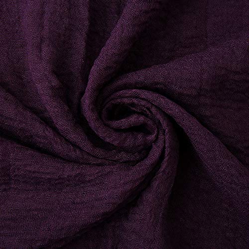 EVQ 여성용 부드러운 면 헴프 스카프 랩 롱 히잡 스카프 - color: 다크 퍼플+라이트 그린+밀키 화이트