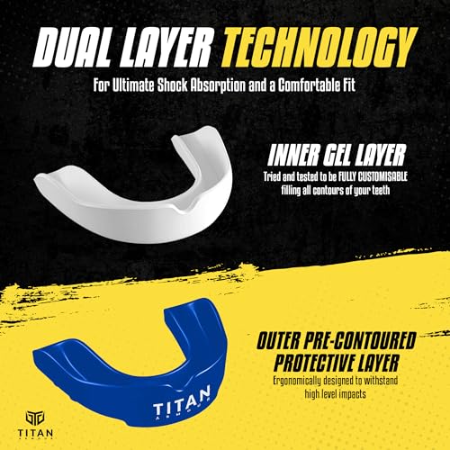 Mouth Guard Boxing, Dual-Layer Boil & Bite Mouthguard, Adult | Premium Dual-Layer | Case Included | Adult & Youth Custom-Fit Mouthpiece | Football, MMA, Hockey, Lacrosse, BJJ, Basketball - color: Blue, size: Adult Age 11+
