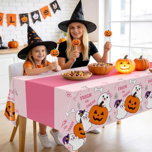 Childom 3 Pack Halloween Tablecloth Rectangle Table,Halloween Decorations - color: Halloween Pink