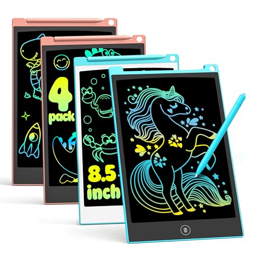 TECJOE 4 Pack LCD Writing Tablet for Kids, 8.5 Inch Toddlers Drawing Tablet - color: Blue Blue Pink Pink