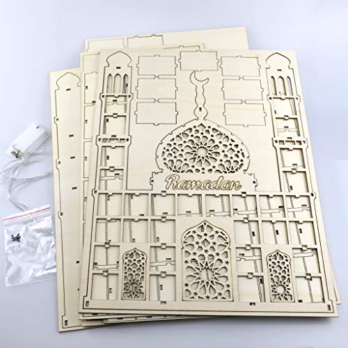 Ankexin Ramadan Countdown Calendar DIY Wooden Eid Mubarak Ornament Drawer Party Decor