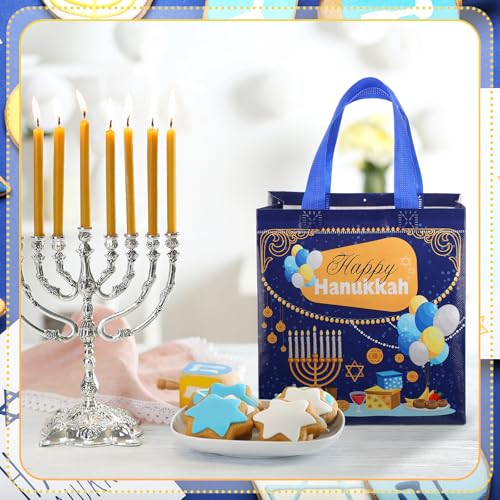 Tegeme 24 Pcs Hanukkah Gift Bags Bulk Reusable Chanukah Bags with Handles