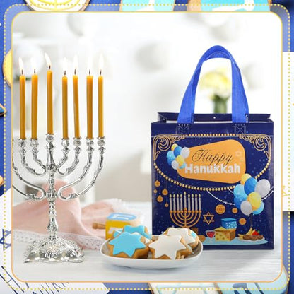 Tegeme 24 Pcs Hanukkah Gift Bags Bulk Reusable Chanukah Bags with Handles