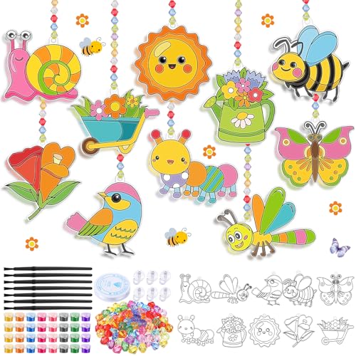 Beeveer 30 Sets Spring Suncatchers Craft Kit DIY Window Art - style: Spring