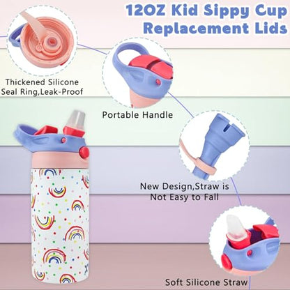 12oz Replacement Lid with 2 Straws for Kid Tumbler,Leak-Proof and Spill-Proof Straw Lids for ZONEGRACE Mocaru,BPA Free,Inner Diameter2.4IN (Purple,1 Pack) - color: Purple