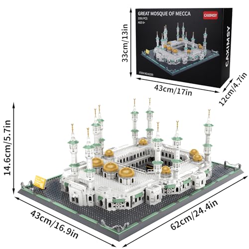 CAXIMSY Great Mosque of Mecca Building Blocks Set Islamic Masjid Architectural Model Toys Muslim Eid Gifts for Kids Adult 2291 Pieces - style: Great Mosque of Mecca Model