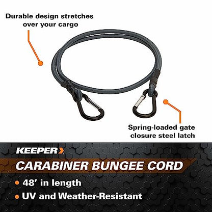 Keeper - 48” Carabiner Bungee Cord, 2 Pack - UV and Weather-Resistant - size: 48"