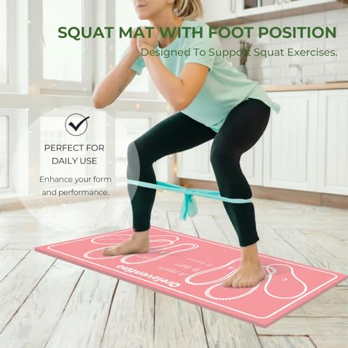 Squat Mat with Foot Position,Non-Slip Workout Mat for Squat & Leg Exercises - color: Pink