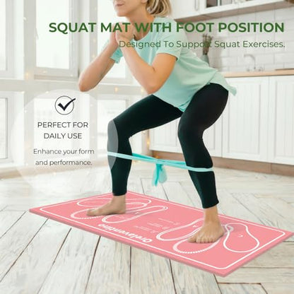 Squat Mat with Foot Position,Non-Slip Workout Mat for Squat & Leg Exercises - color: Pink