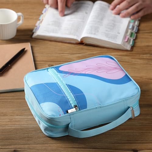 Mr. Pen- Bible Cover Case | Carrying Book Case with Durable Handle and Zippered Pocket, Bible Protective Church Bag for Men & Women, Christian Gifts - color: Aqua Flora