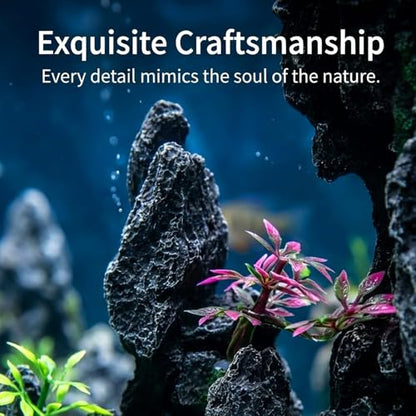 Aquarium Resin Castle Decor, Large Ancient Stone Castle Fish Tank Ornament with Caves & Tunnels, Realistic Hideout for Betta Fish, Guppies, Shrimp, Turtles (Freshwater & Saltwater Safe) (Rockery)