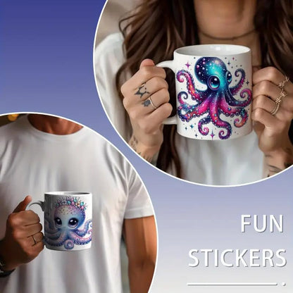 12pcs Ocean Octopus Fish UV DTF Cup Wraps Transfer Waterproof Sticker for Glass Cups Furniture Craft DIY Crafts，Rub on Transfer Stickers for DIY Water Bottle Laptop Decal Wood Car