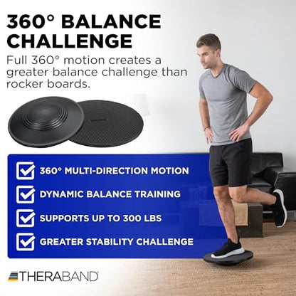 THERABAND Wobble Board Stability and Balance Trainer, Round Wobble Board, Core Strength Balance Disc for Adults, Physical Therapy, Agility Training, Compact Non-Slip Design - style: Wobble Board