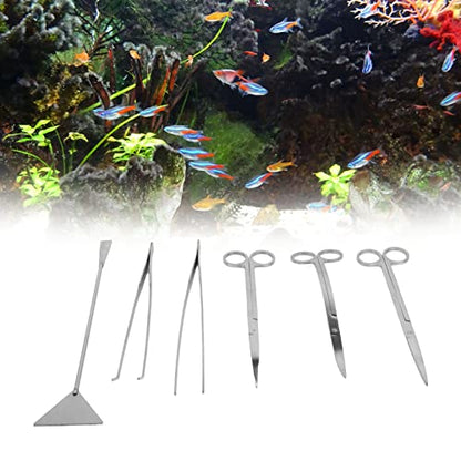Drfeify Aquarium Stainless Steel Scissor Tweezer Spatula Tool Set for Fish Tank Plant Care