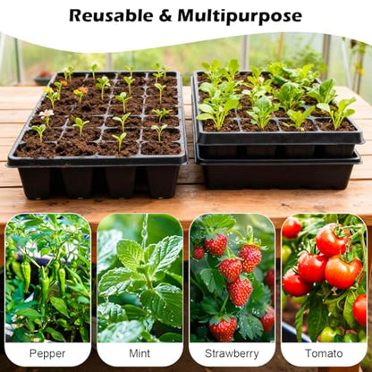 RooTrimmer 10 Pack 40 Cell Seed Starter Trays - Extra Deep 3.9" Plastic Nursery Trays, 20" x 10"，Fits Standard 1020 Flats, for Planting Seedlings, Propagation, Seed Germination and 1020 Flats Inserts - color: Black, size: 40 Cells-10P