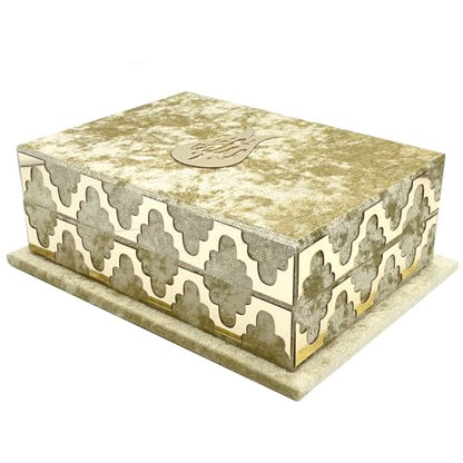 Modefa Holy Quran Keepsake Koran Book Holder Case Muslim Lalegul Gift Set (Cream) - color: Cream