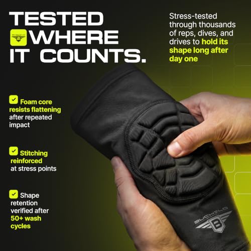 Bucwild Sports Knee Pads/Padded Compression Pro Knee Sleeves (1 Pair) Youth & Adult Sizes - Basketball Wrestling Volleyball Black White Red Blue (Black Camo, Small (Teen/Young Adult)) - color: White, size: Adult Medium