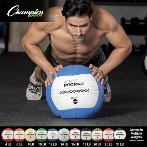 Champion Sports Rhino Promax Wall Balls - Soft Shell Non-Slip Grip for Weightlifting, Plyometrics, Cross Training, & Home Gym - style: 4 LBS