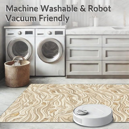 4'x6' Beige Beachy with Rustic Ocean Shell Motif Washable Area Rug | Natural Seashell Starfish and Sand Waves for Bedroom, Reading Nook, Pet Friendly & Non-Shedding - color: Beige/Pattern 28, size: 4' x 6' (Rectangular)