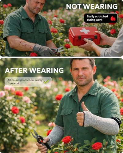 Evridwear Cut Resistant Protective Sleeves Gardening Sleeves Arm Protectors for Thin Skin and Bruising Farming, Industrial - size: Large