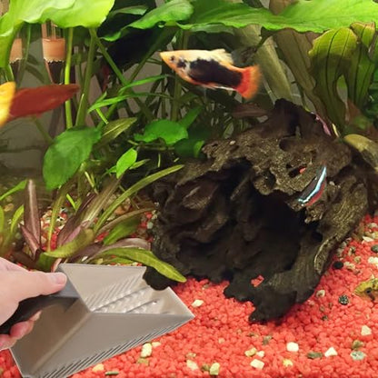 Uonlytech Aquarium Fish Tank Substrate Shovel Plastic Sand Cleaner with Leak-Through Design for Gravel and Aquatic Plant Maintenance, Portable Fish Tank Cleaning Tool for Freshwater