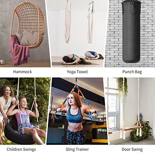 360 Rotating Hammock Hanging Kit - Heavy Duty Stainless Steel 1000 lb Loading Hammock Hooks for Trapeze, Yoga, Boxing Bag, Hammock Chair, Porch - style: Swing Hook