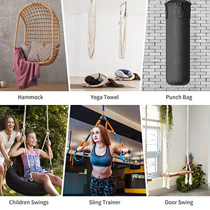 360 Rotating Hammock Hanging Kit - Heavy Duty Stainless Steel 1000 lb Loading Hammock Hooks for Trapeze, Yoga, Boxing Bag, Hammock Chair, Porch - style: Swing Hook
