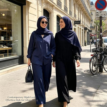Jersey Hijab Scarf for Women,Lightweight Muslim Turban Head Scarf Modal Feel Hijab Coverings for Prayer with Clip - color: Navy