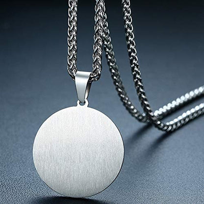 Jude Jewelers Stainless Steel Round Shape Muslim Islamic Religious Pendant Necklace - color: Silver