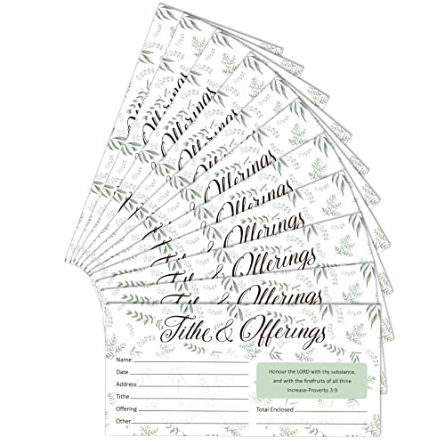Eaasty 200 Pieces Church Offering Envelopes My Offering Bill Size Envelope Church Tithe Envelopes for Donations, Religious Occasions(Leaves Style) - style: Leaves Style