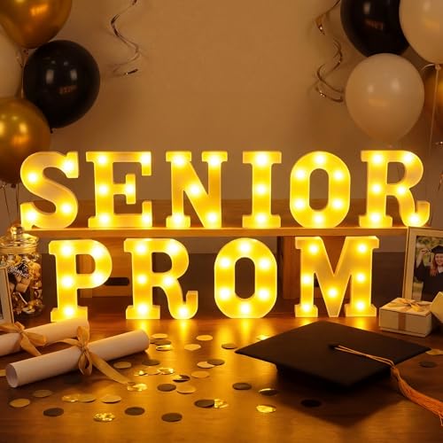 Aurelema 10 Pcs Senior Prom Graduation Decorations LED Letter Lights Sign - color: Senior Prom, size: 6.3 Inches